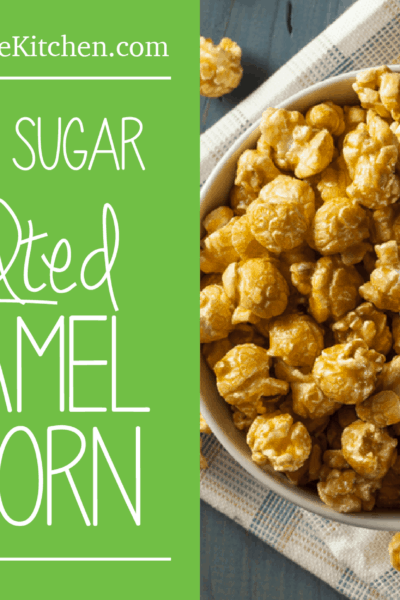 Salted Caramel Popcorn, made with coconut sugar (healthier alternative to cane sugar)