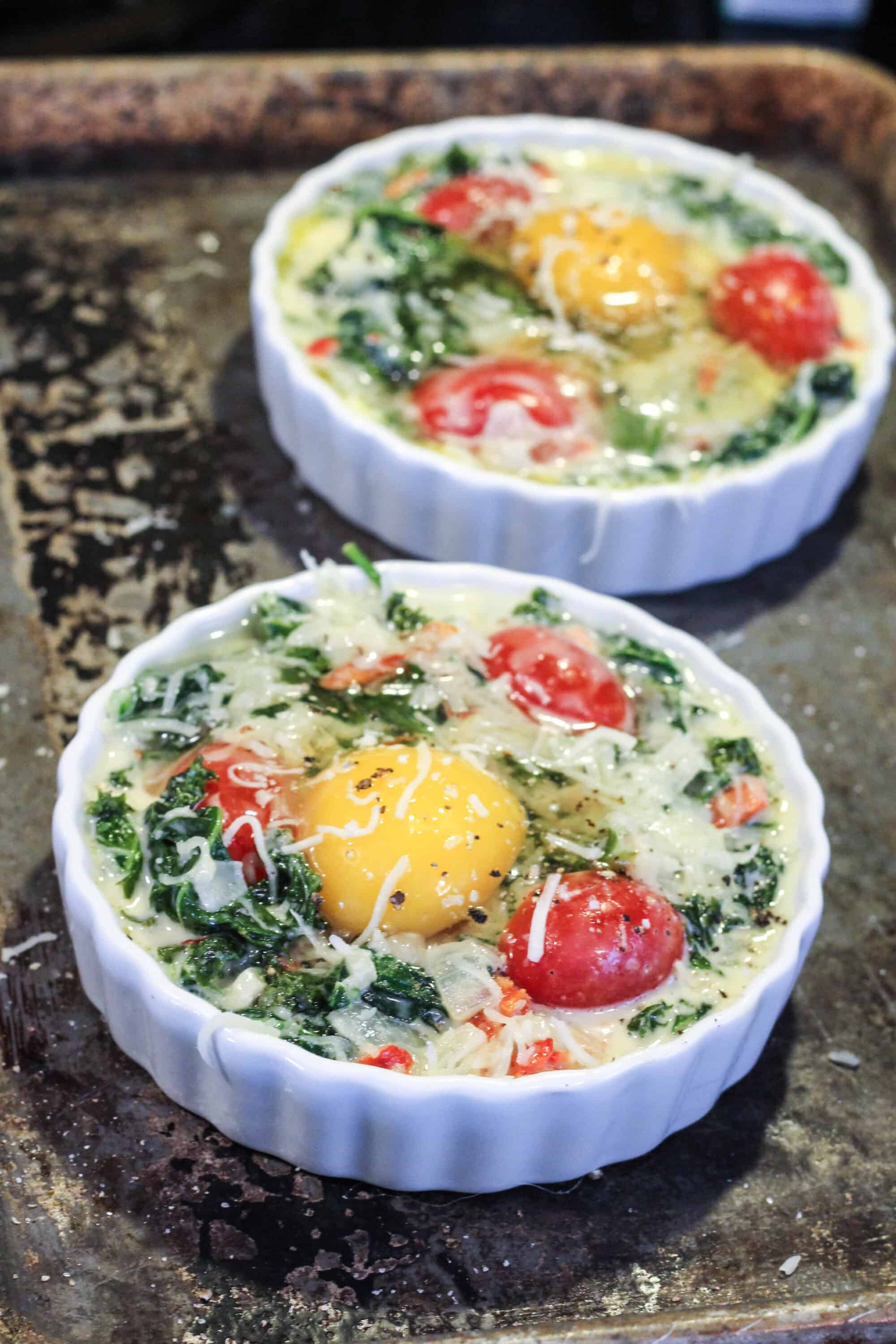 Creamy Kale Baked Eggs - Health Starts in the Kitchen