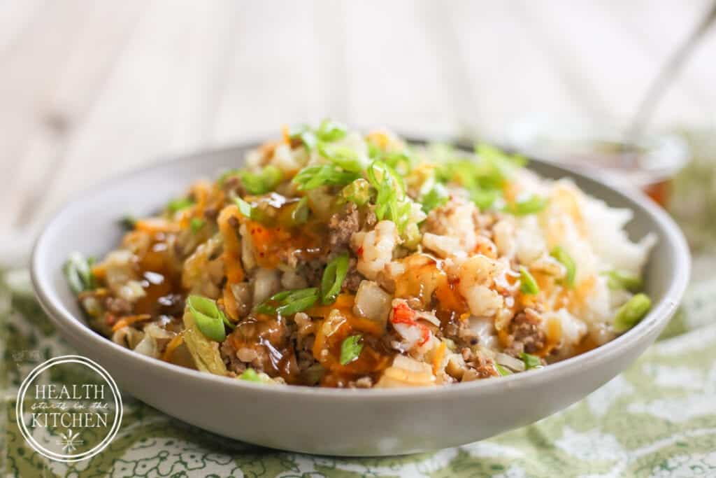Pork, Shrimp & Shiitake Cabbage Bowls {Grain & Gluten Free, Paleo Friendly}