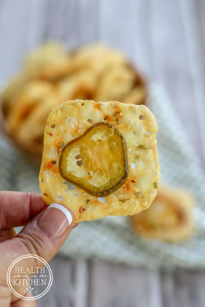 Low Carb {2 Ingredient} Crispy Jalapeño Cheese Crackers