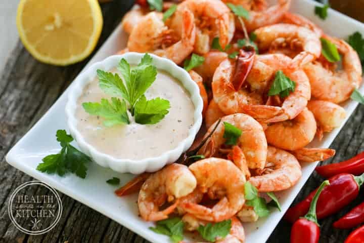 Spicy Peel and Eat Shrimp with Chipotle Remoulade {Paleo & Low-Carb}