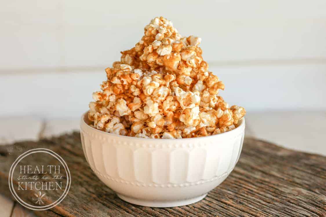 Almost Healthy Marshmallow Salted Caramel Popcorn