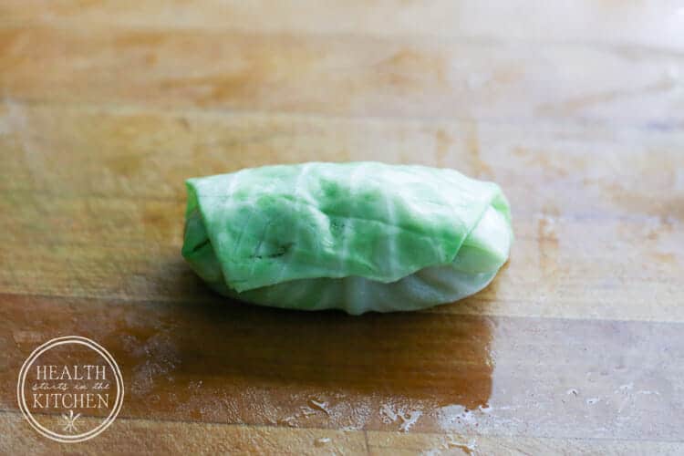 Cabbage leaf rolled around the meat filling