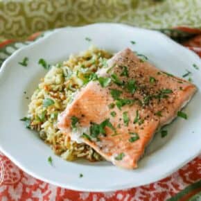 Pressure Cooker Salmon and Rice Pilaf {5 Minute Meal}