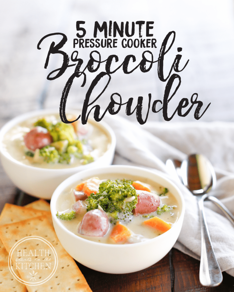 {5 Minute} Pressure Cooker Cheesy Broccoli Chowder