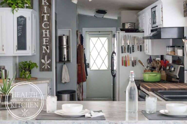 Holiday Kitchen Makeover ($500 Budget) AFTER - Magnetic Knife Bar on Refrigerator