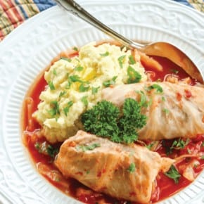 Paleo Grain-Free Stuffed Cabbage Rolls with Tomato Sauce {Oven, Slow Coker & Pressure Cooker}