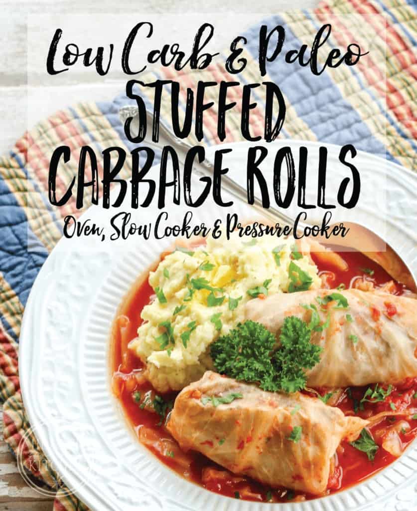Paleo Grain-Free Stuffed Cabbage Rolls with Tomato Sauce {Oven, Slow Coker & Pressure Cooker}