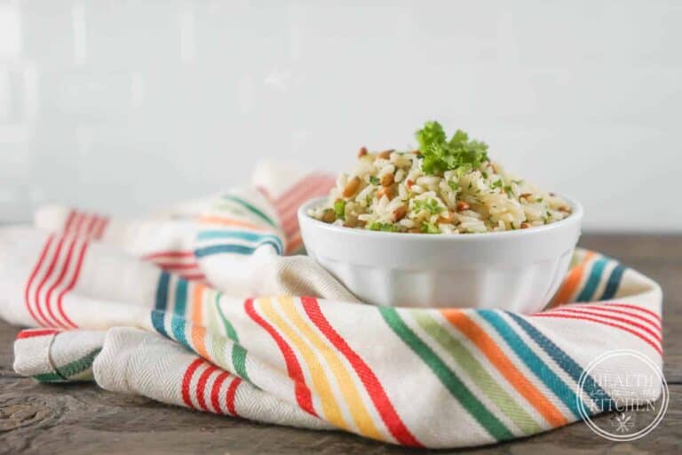 5 Minute Pressure Cooker Rice Pilaf with Pine Nuts and Parsley