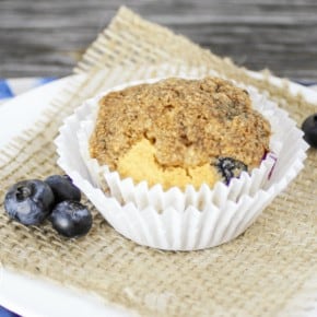 Grain Free Blueberry Muffins with Crumb Topping