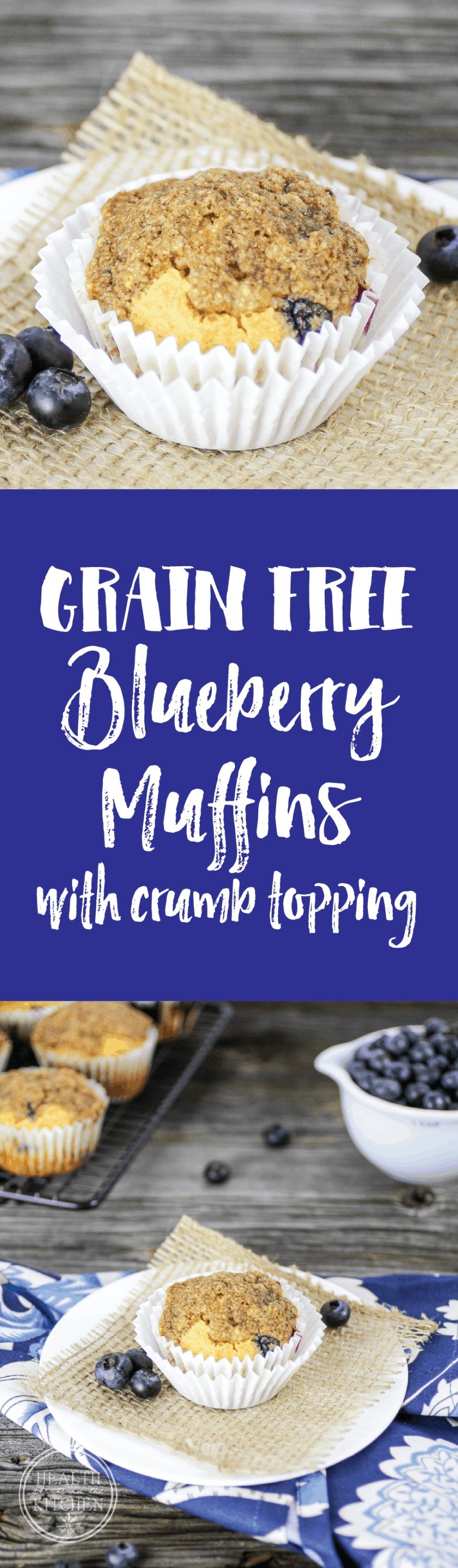 Grain Free Blueberry Muffins with Crumb Topping 