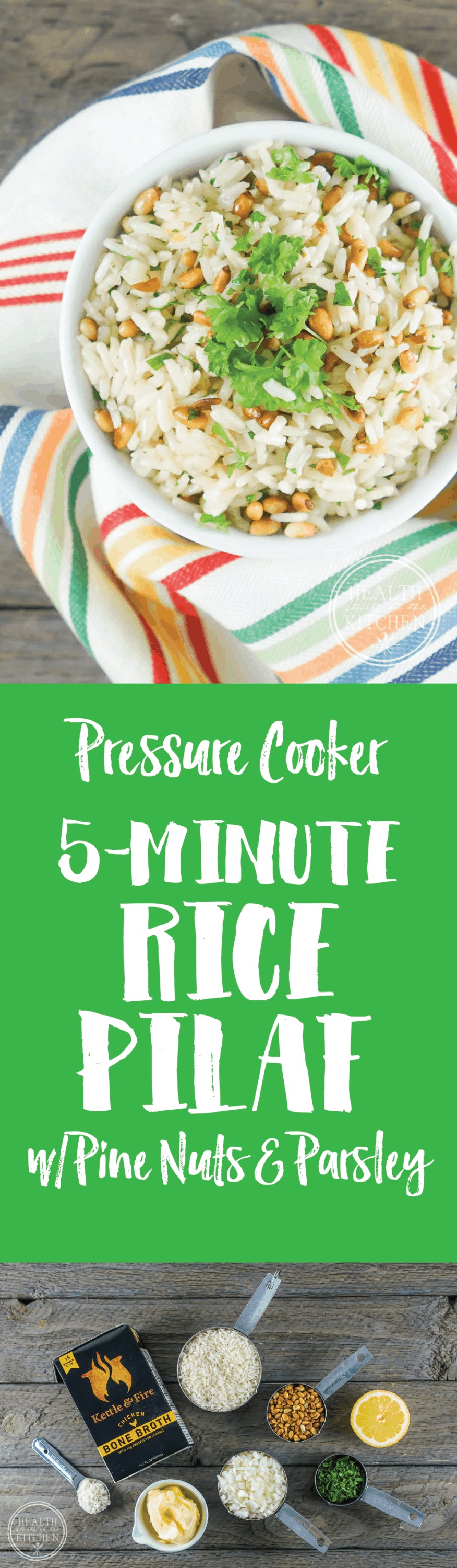 5 Minute Pressure Cooker Rice Pilaf with Pine Nuts and Parsley