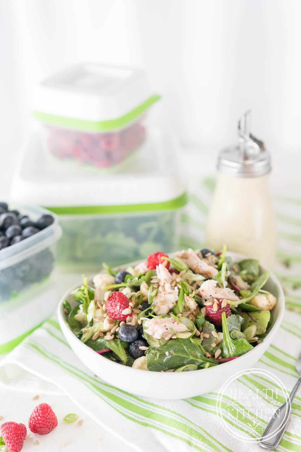 Fridge Clean Out Salad with Honey Poppyseed Dressing
