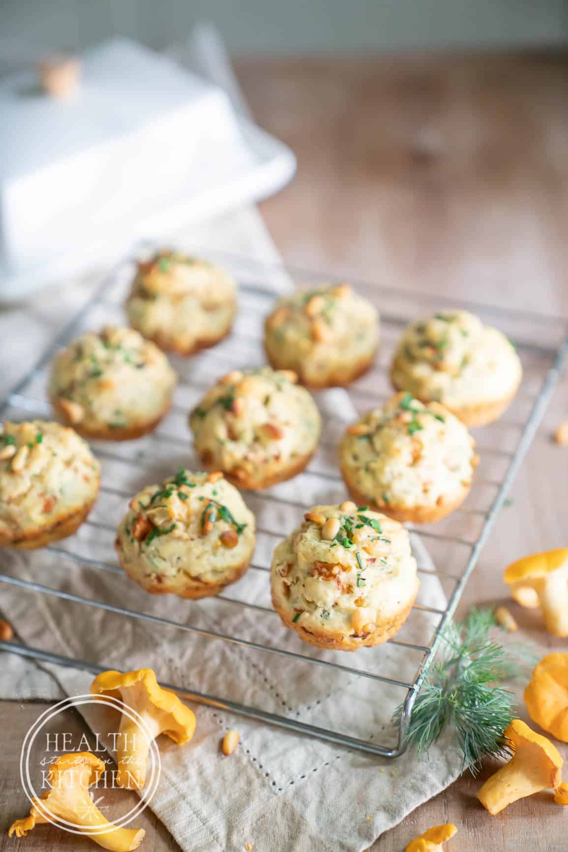 Chanterelle Herb Biscuits with Pine Nuts