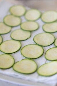 Thinly sliced zucchini