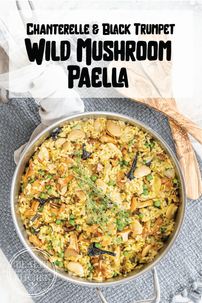 Vegetarian Summer Wild Mushroom Paella with Chanterelles and Black Trumpets