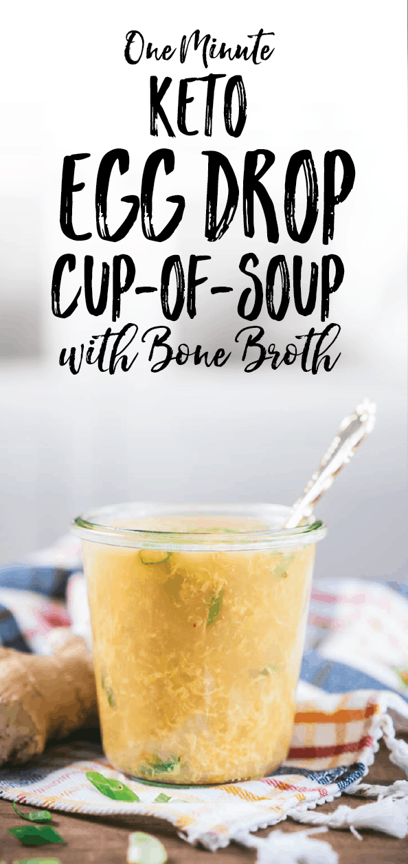 1 Minute Keto Egg Drop Cup-of-Soup made with Bone Broth
