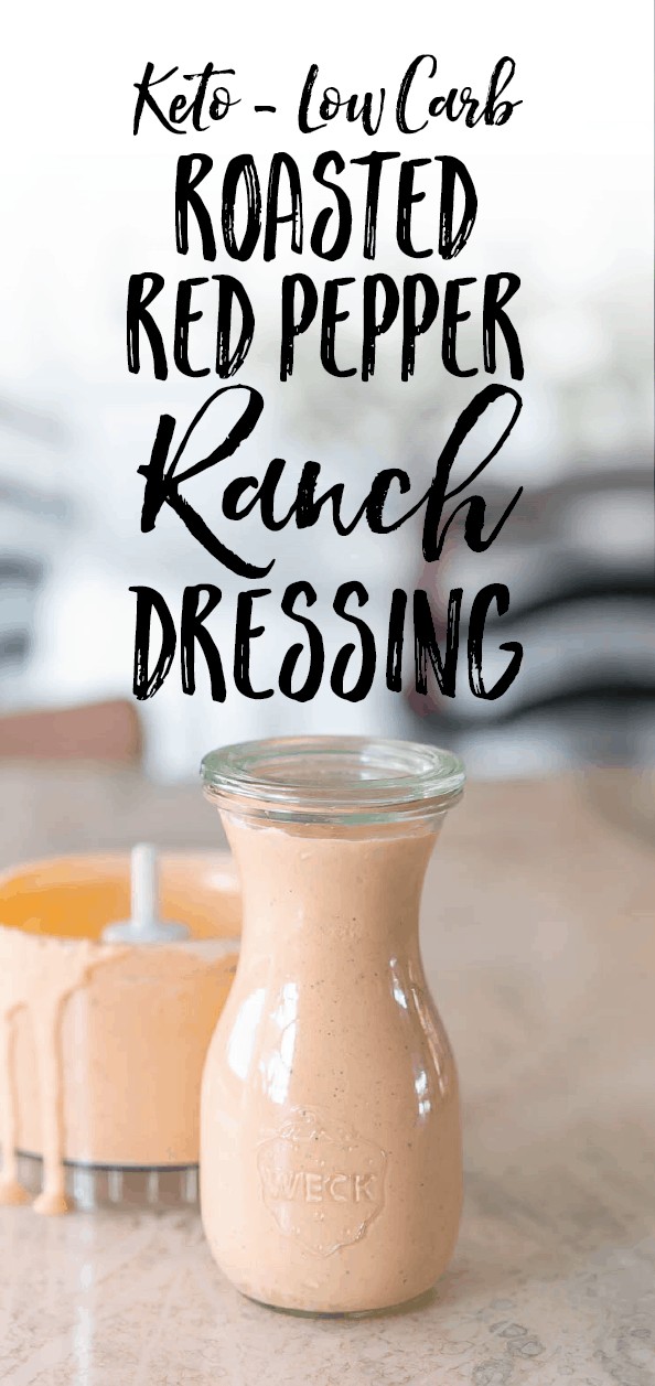All the flavors of ranch dressing, only kicked up a notch with a smokey red pepper PUNCH! My Homemade Keto Roasted Red Pepper Ranch Dressing and Dip makes salads and veggies more enjoyable to eat. And it's totally HEALTHY made with real food ingredients and only 2g carbs per serving!