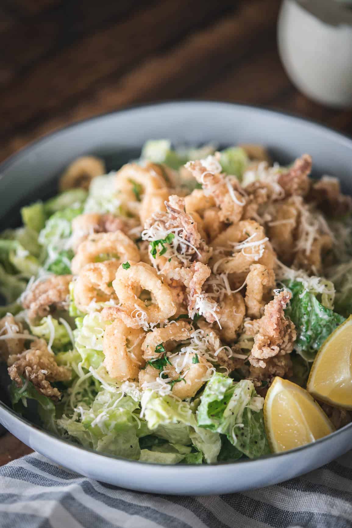 Calamari Caesar Salad {Grain-Free & Gluten-Free}