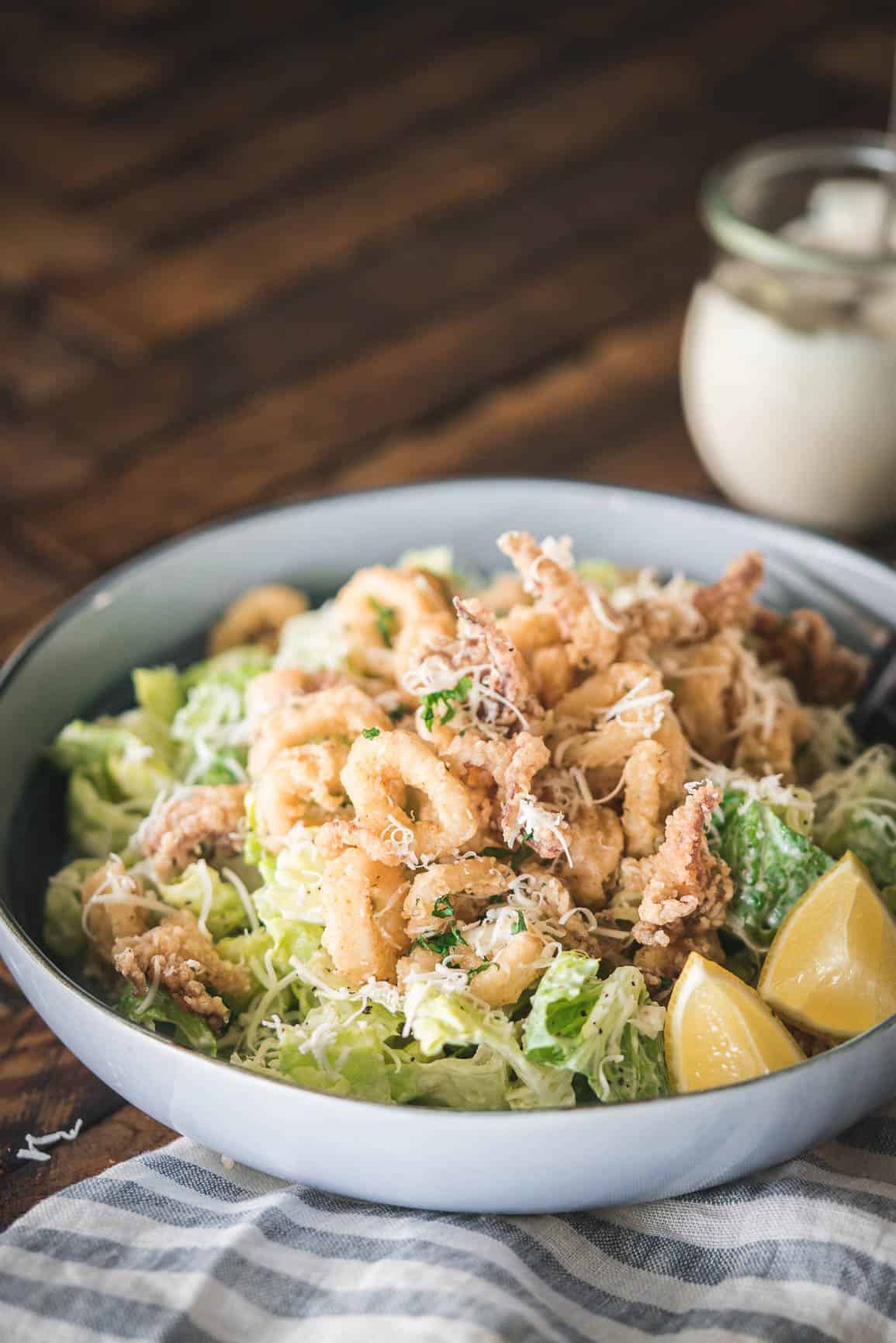 Calamari Caesar Salad {Grain-Free & Gluten-Free}