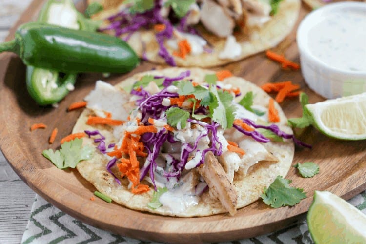 Grilled Fish Tacos with Fermented Cilantro Kefir Sauce ...