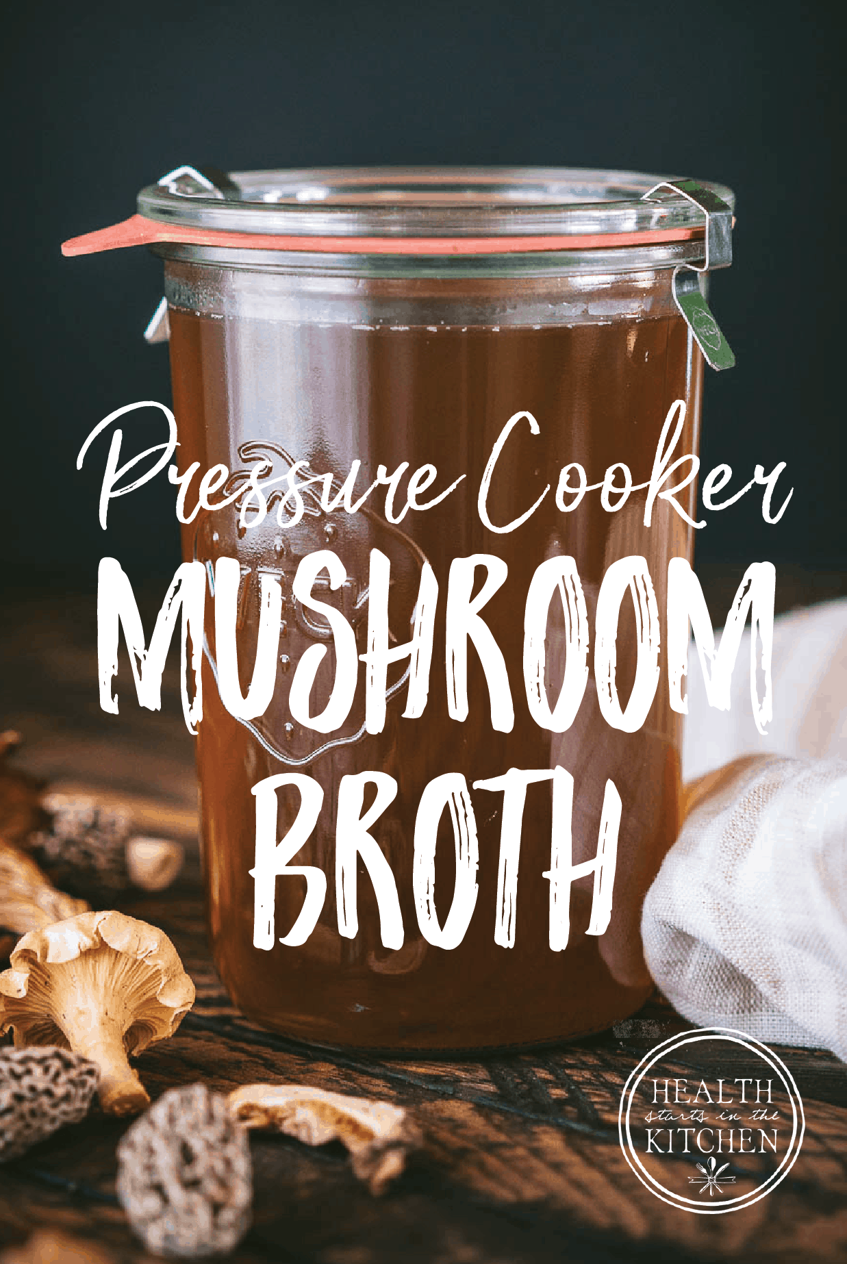 Pressure Cooker Wild Mushroom Broth made with Dried Mushrooms