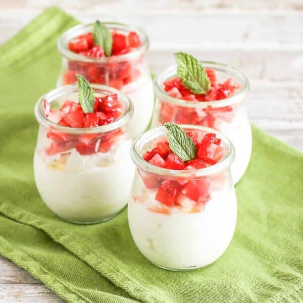 No Bake Chèvre Cheesecake Cups topped with Fresh Berries {Keto & Low