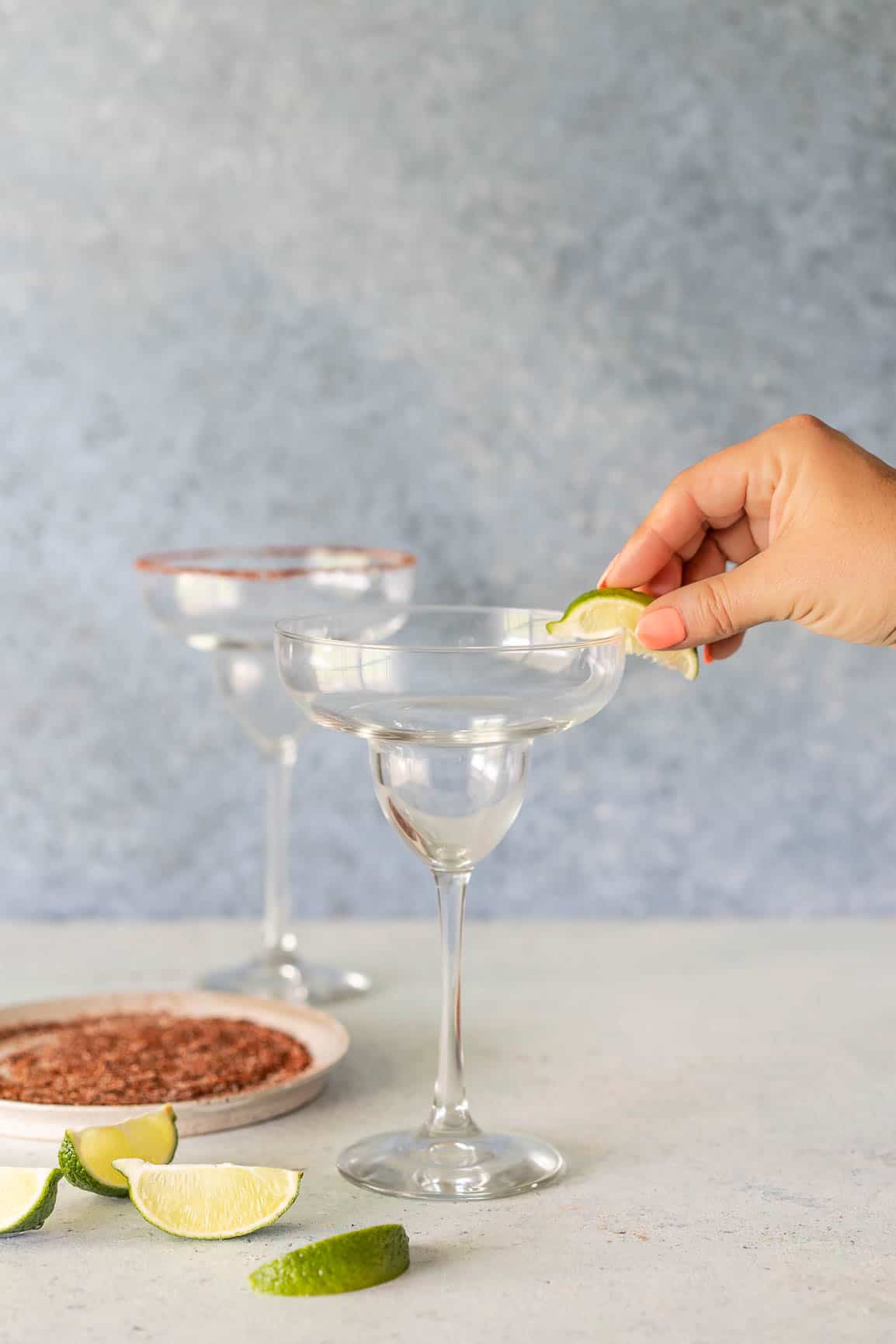 Easy Frozen Mango Margaritas - How to Rim a Margarita Glass