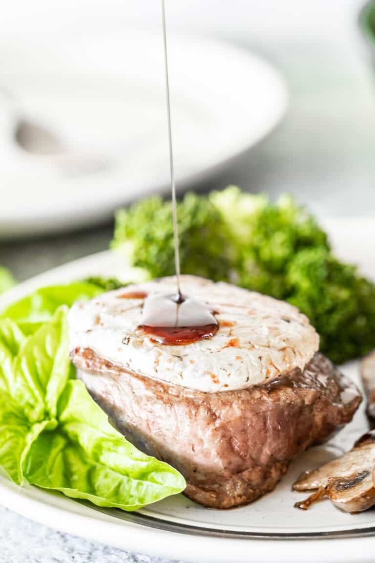 Goat CheeseTopped Filet Mignon Steak with Balsamic Reduction Health