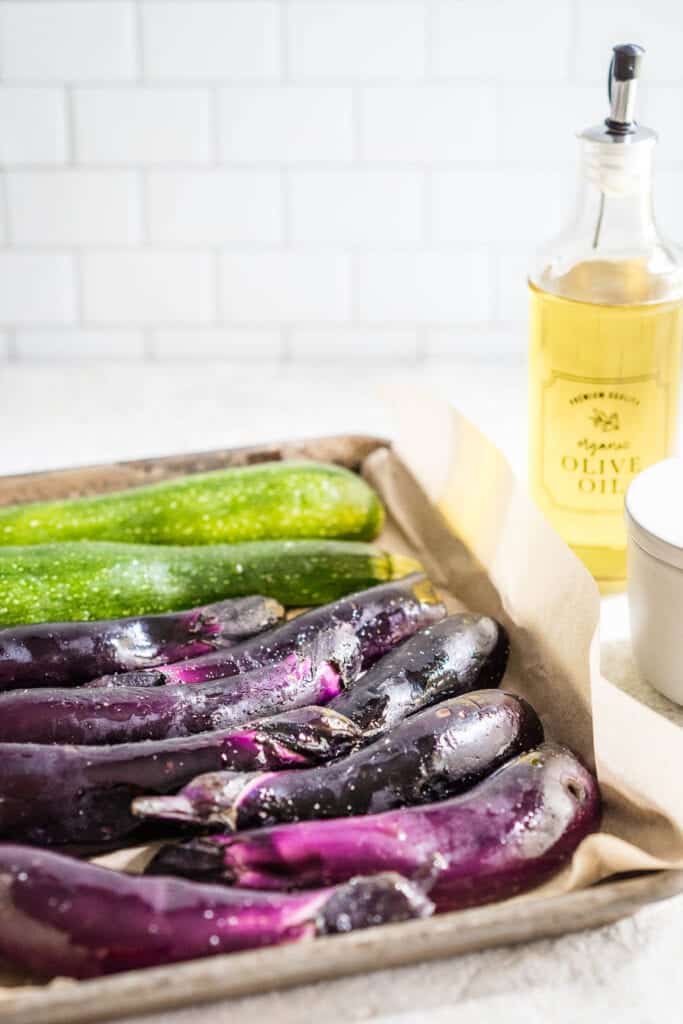 Roasted Zucchini and Eggplant Baba Ganoush Dip Recipe {LowCarb & Paleo