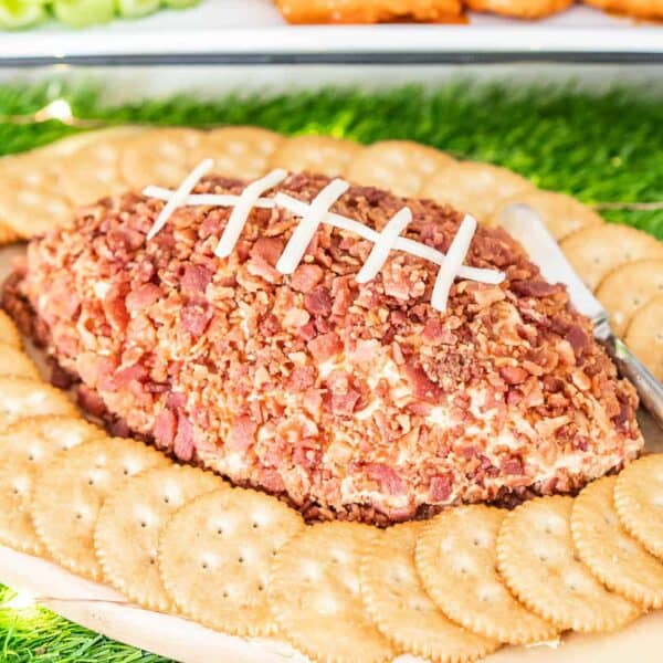 BBQ Bacon Cheese Ball Recipe + How to Make an Easy Snack Stadium