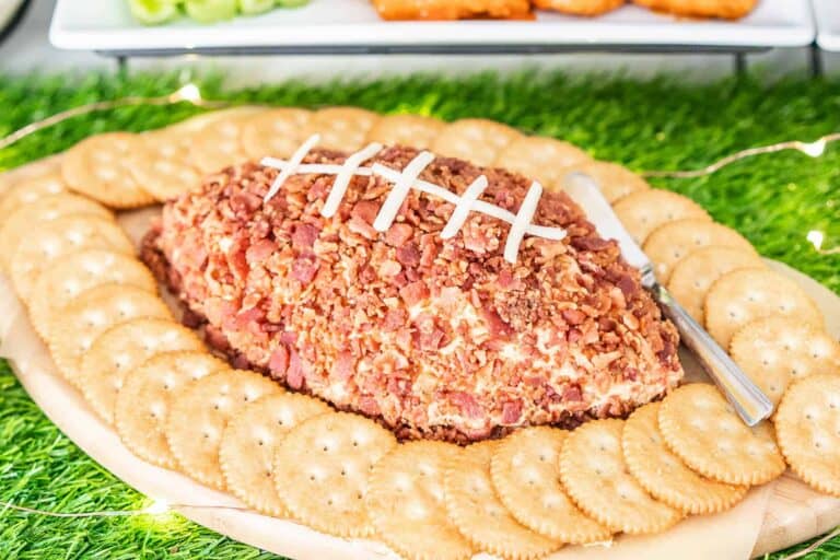 BBQ Bacon Cheese Ball Recipe + How to Make an Easy Snack Stadium