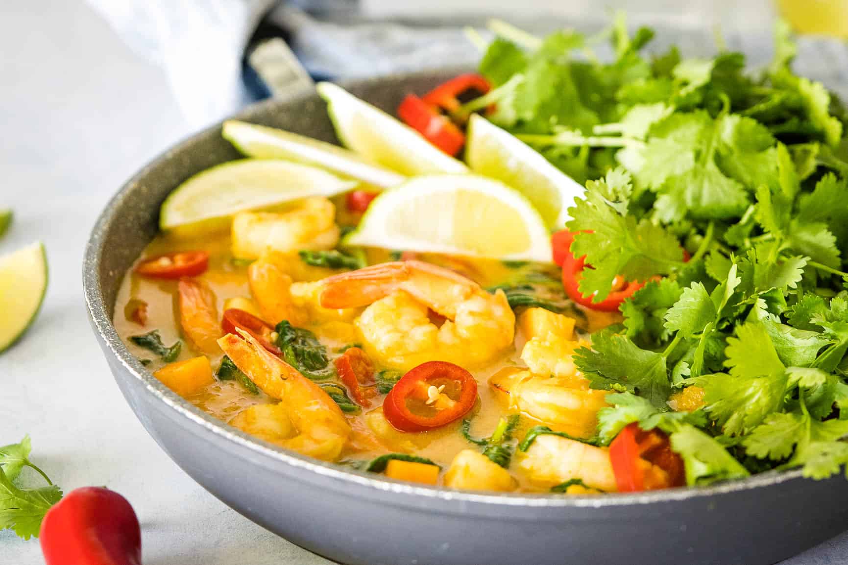 Easy Yellow Curry Shrimp with Butternut Squash and Spinach