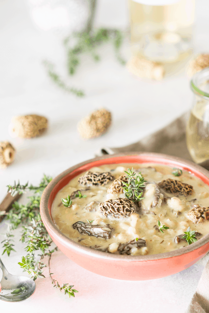 This Creamy Morel Mushroom Barley Soup is an easy and delicious way to get your mushroom fix in a healthy way. Can be made with either fresh or dried morel mushrooms.