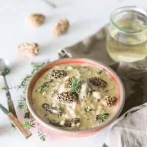 This Creamy Morel Mushroom Barley Soup is an easy and delicious way to get your mushroom fix in a healthy way. Can be made with either fresh or dried morel mushrooms.