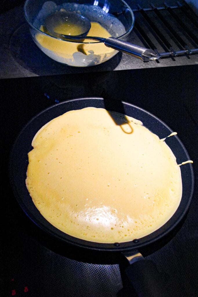 german crepe recipe process crepe on the pan