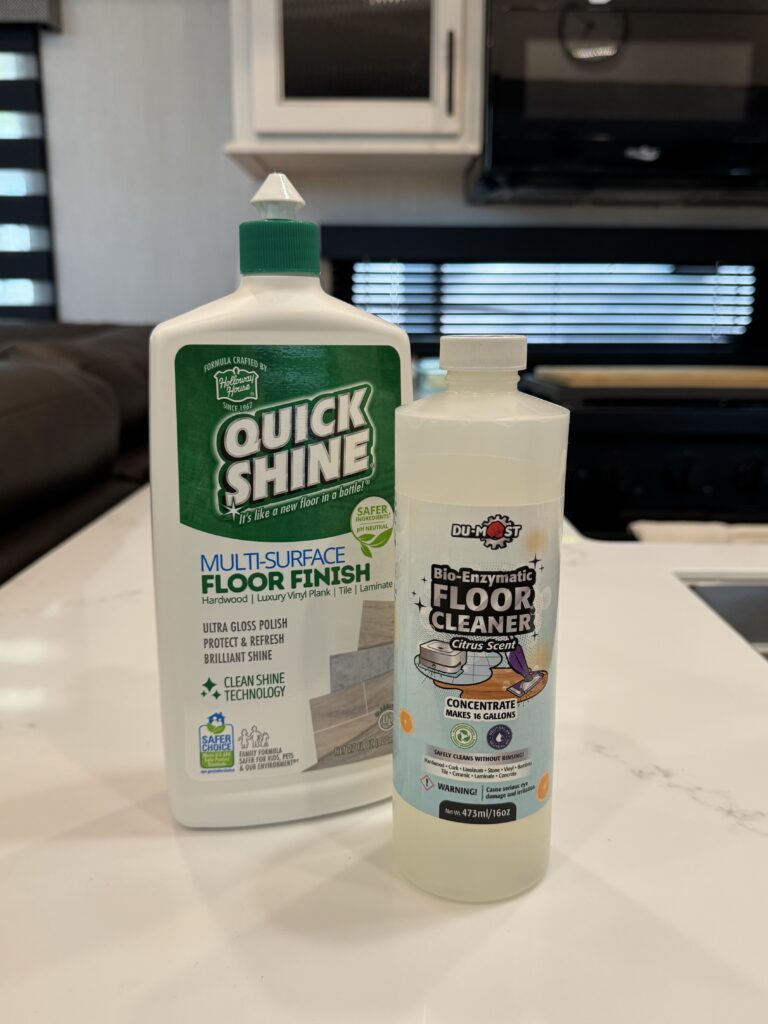 a bottle of cleaning product on a counter