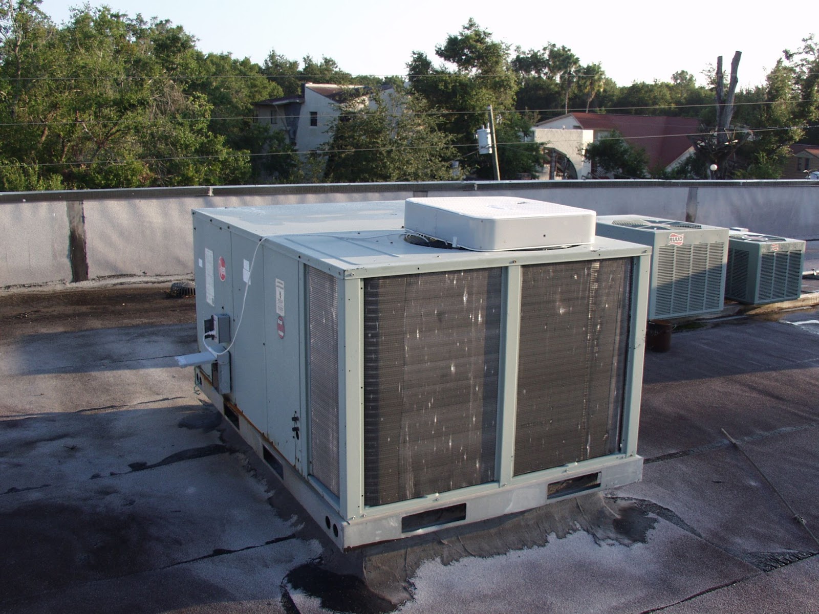 a large air conditioner on a roof