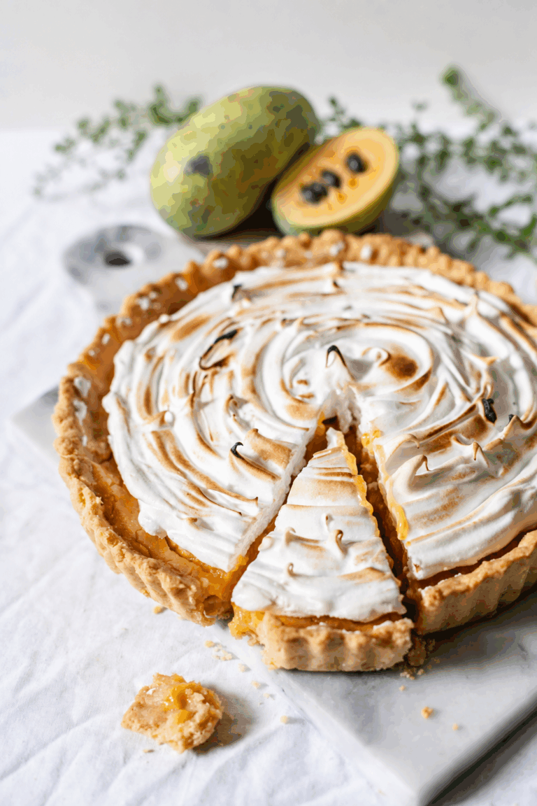 Pawpaw chiffon pie with toasted meringue topping